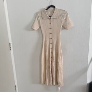 Commense Cream Button-Down Dress
